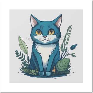 A cat lurking in the grass Posters and Art